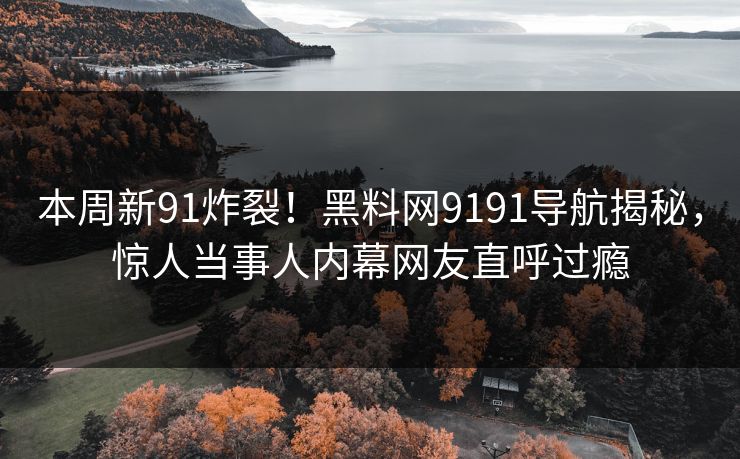 本周新91炸裂！黑料网9191导航揭秘，惊人当事人内幕网友直呼过瘾