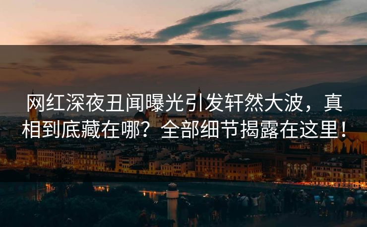 网红深夜丑闻曝光引发轩然大波，真相到底藏在哪？全部细节揭露在这里！