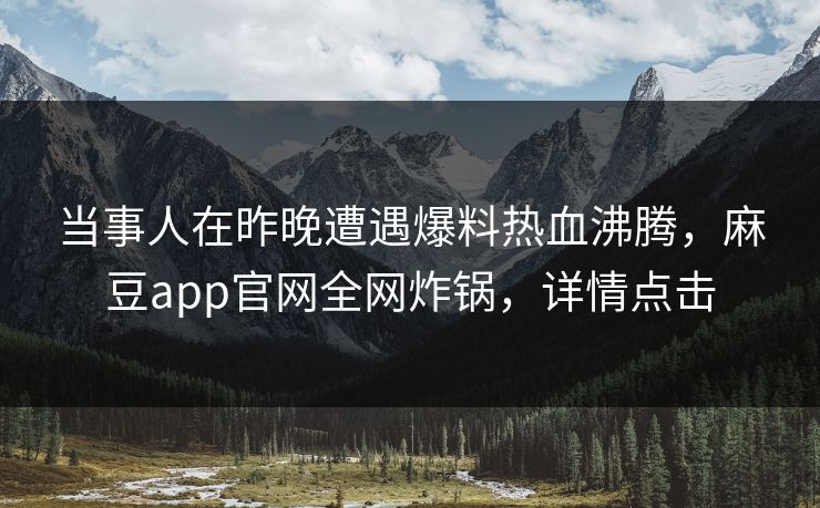 当事人在昨晚遭遇爆料热血沸腾，麻豆app官网全网炸锅，详情点击