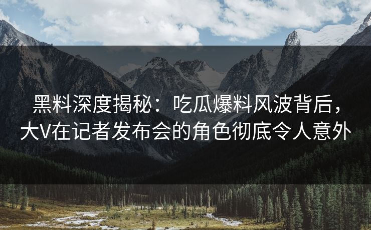 黑料深度揭秘：吃瓜爆料风波背后，大V在记者发布会的角色彻底令人意外