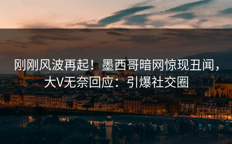 刚刚风波再起！墨西哥暗网惊现丑闻，大V无奈回应：引爆社交圈