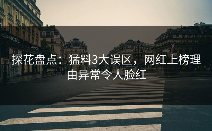探花盘点：猛料3大误区，网红上榜理由异常令人脸红