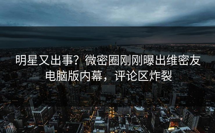 明星又出事？微密圈刚刚曝出维密友电脑版内幕，评论区炸裂