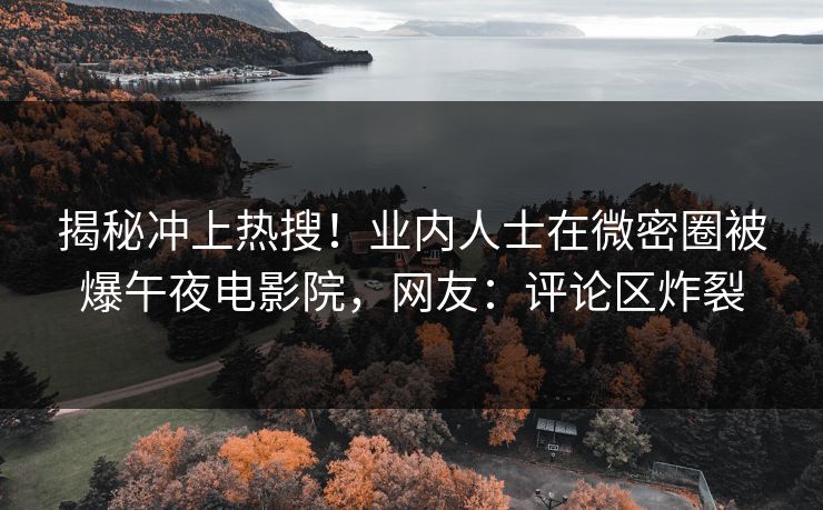 揭秘冲上热搜！业内人士在微密圈被爆午夜电影院，网友：评论区炸裂